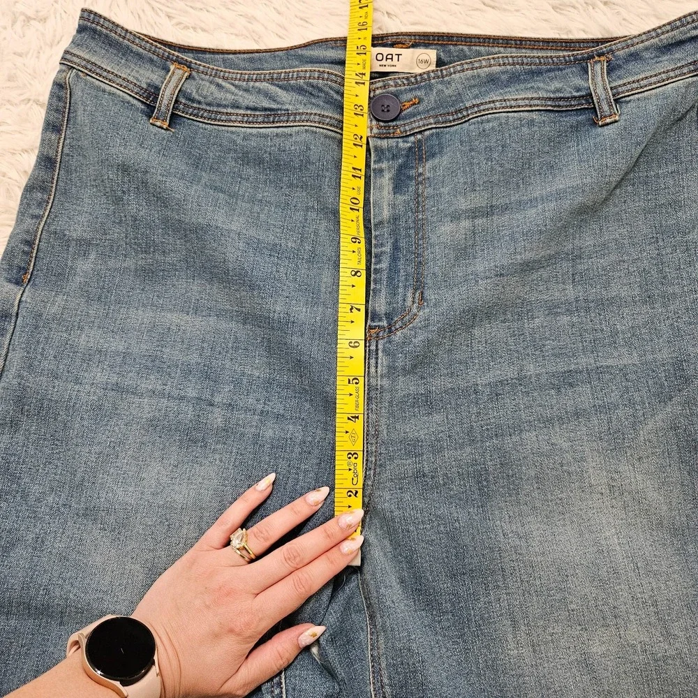 NWOT OAT‎ NY Women's Sz 16W Med Wash High Rise Wide Leg Cropped Jeans - Picture 8 of 12